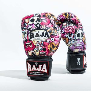 本革製RAJABOXINGボクシンググローブ 10oz 黒 タトゥー柄 ボクシング