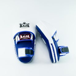 Alternative view of RPM-7B Focus Mitt in curved closed finger (White/Blue)