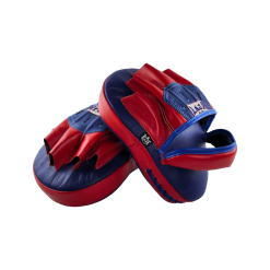 Alternative view of RPM-6A Focus Mitt in curved open finger (Blue/Red)