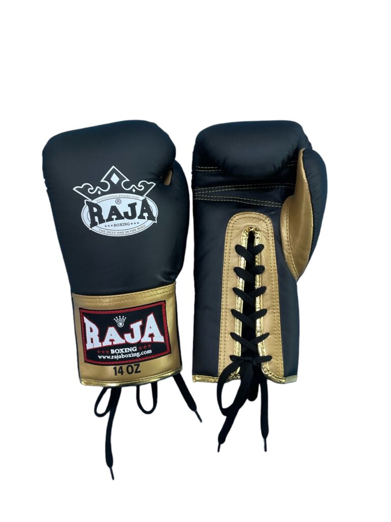 RPBGL1 Premium gloves Raja Single lace up (Black/Gold) RAJA BOXING