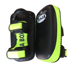 RKP-C Kicking pad with buckle&velcro are lock Curved Style and extra thick (Lime green/Black)