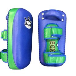 RKP-C Kicking pad with buckle&velcro are lock Curved Style and extra thick (Blue/Green)