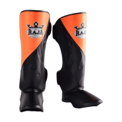 Shin Guards Double Color Cut On (Black/Orange)
