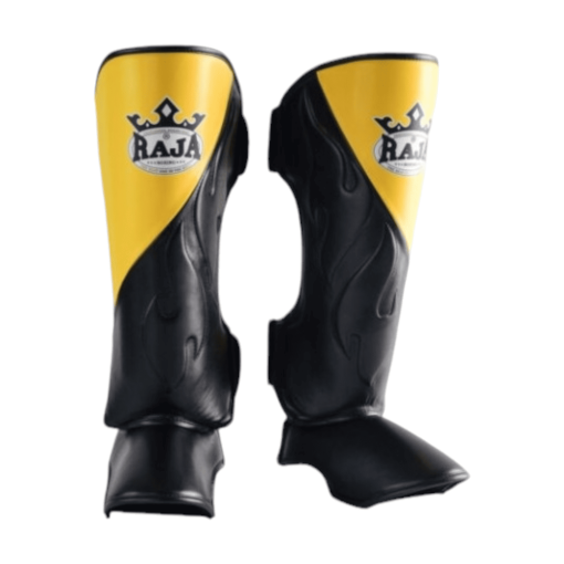 Shin Guards Double Color Cut On (Black/Yellow)