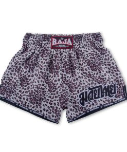 Raja Boxing White/Grey Leopard Print Muay Thai Shorts - "Leo Whi"
