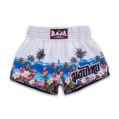 Raja Boxing "Island Warrior" Muay Thai Shorts - White Tropical